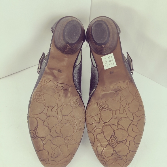 Fidji Mary Jane Low Heel Pump Charcoal Gray Leather Sz 39 - Picture 13 of 15